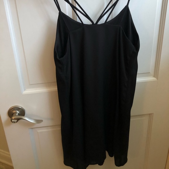 Black Dress Boho Above the Knee Straps Loose Fit - Picture 1 of 3